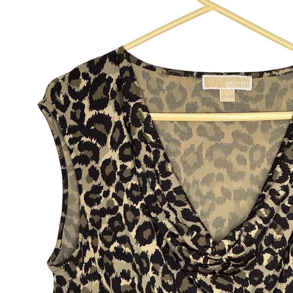 Michael Michael Kors XL Animal Print Polyester/Span Sleeveless Draped Neck Top